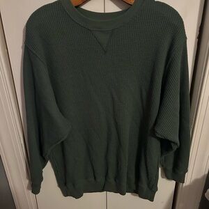 Aerie Women’s Forest Green waffle knit Crewneck Sweater